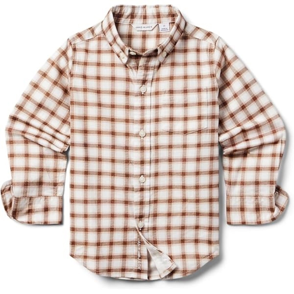 Janie & Jack plaid button down shirt Boy Brushed Tattersol long sleeve toddler